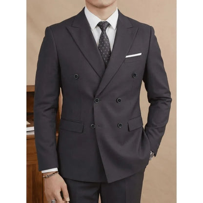 Costume Homme Slim Fit 2 Pièces Croisé, Ensemble Blazer & Pantalon pour Affaires, Mariage, Bal, Tuxedo