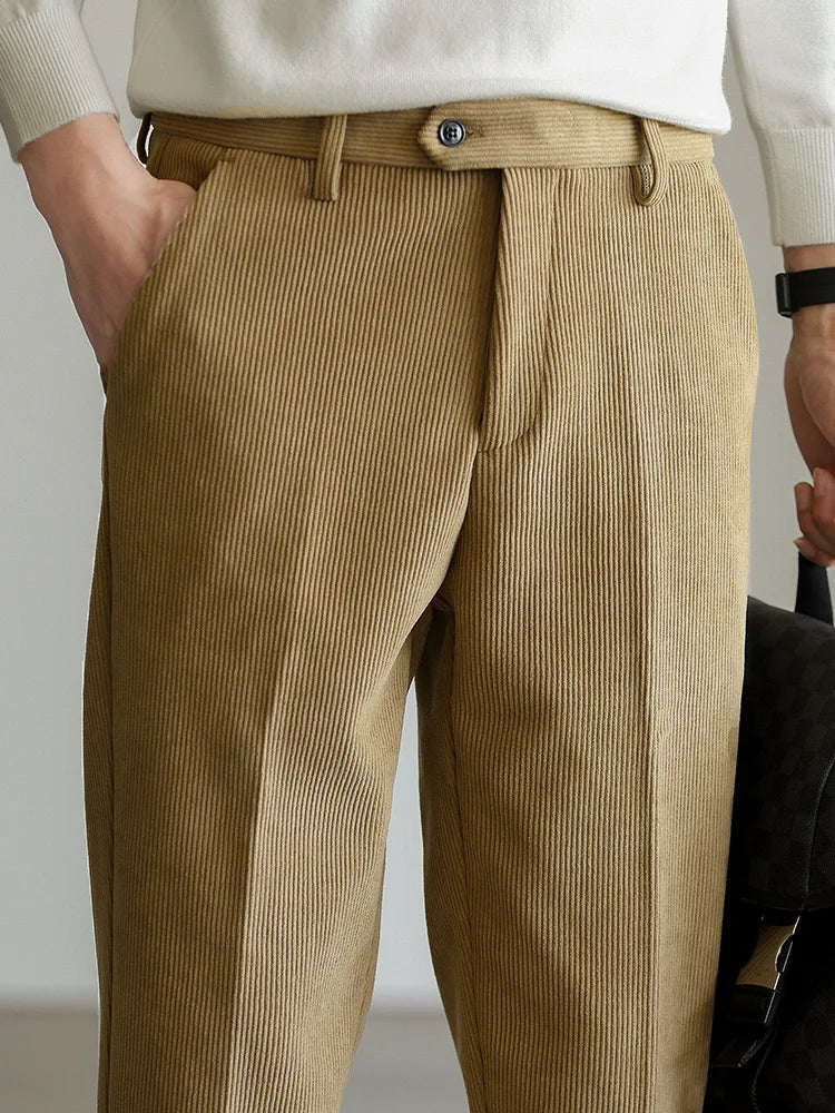 Men's Corduroy 2-Piece Suit – Classic Single Breasted Blazer & Pleated Pants for Wedding & Formal Occasions