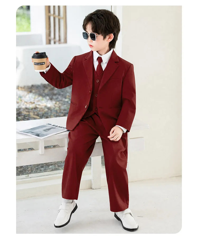 2026 New Flower Boys Wedding Dress Kids Birthday Party Outfit Children's Piano Host Speech Performance Costume