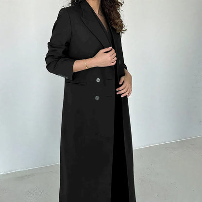 Gray Women Pants Sets 3 Piece Gorgeous Peak Lapel Double Breasted Solid Outfits Fashion Formal X-Long Suits (Blazer+Vest+Pants)