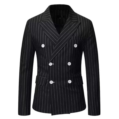 Elegant Striped Men Business Blazer Jacket Slim Fit Groom Male Casual Wedding Suits Peak Lapel Blazer Top Men Clothes Jacket