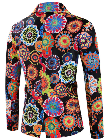 Luxury Blazers Funny Colorful Floral Printed Men Suit Jacket 2025 Ethnic Style Casual Smoking Masculino Elegant Man Party Blazer