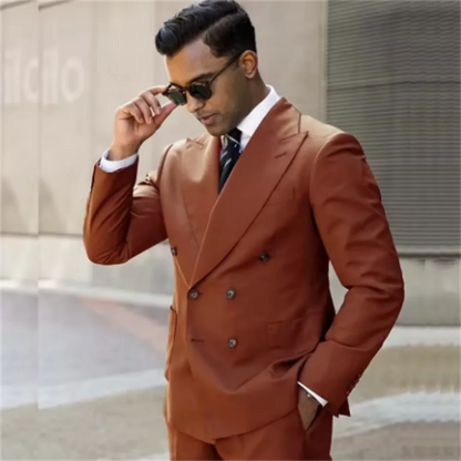2 Pieces New Fashion Green Double Breasted Men Suits Wedding Slim Fit Tuxedo Terno Masculino Prom Groom Blazer Custom Made
