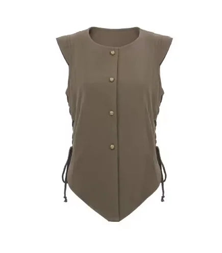 Women Pirate Vest Medieval Costumes Adult Halloween Renaissance Vest Black Bard Vest Top Bodice