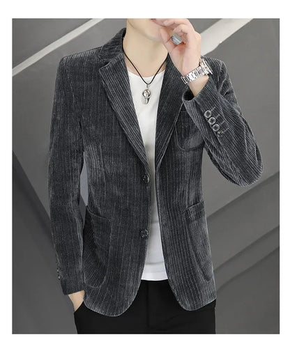 2026 Spring Autumn Corduroy Suit Jackets for Men Business Casual Blazers KoreanSlim Fit Social Office Wedding Suits Coats 4XL
