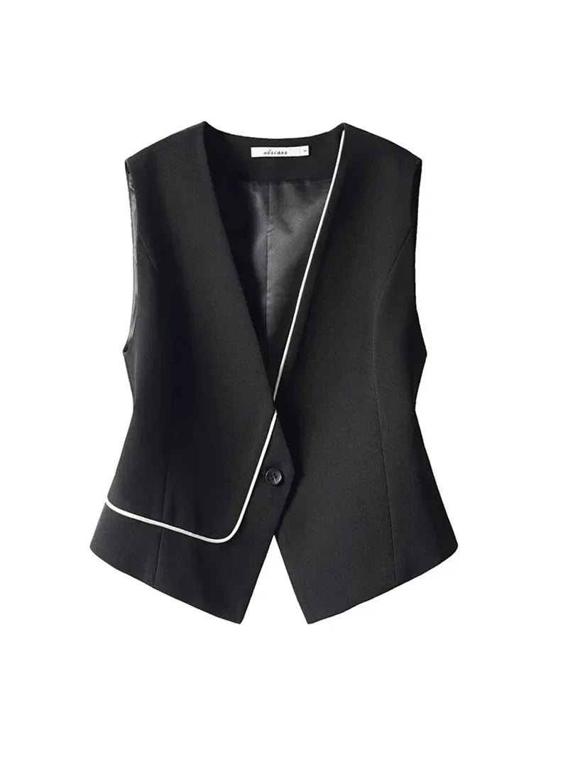 Black Office Suit Vest Jacket Women Clothing 2026 New Korean Sleeveless Jacket Coat Casual Waistcoat Feminine Waistcoat Tops