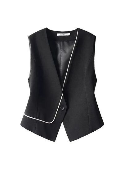 Black Office Suit Vest Jacket Women Clothing 2026 New Korean Sleeveless Jacket Coat Casual Waistcoat Feminine Waistcoat Tops
