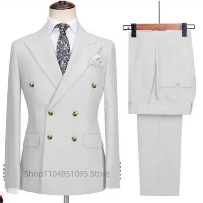 Costume Chic Décontracté Kaki Homme 2 Pièces Tenue De Soirée Formelle Business Mariage Marié Smoking Revers Cranté Veste Et Pantalon Double Boutonnage
