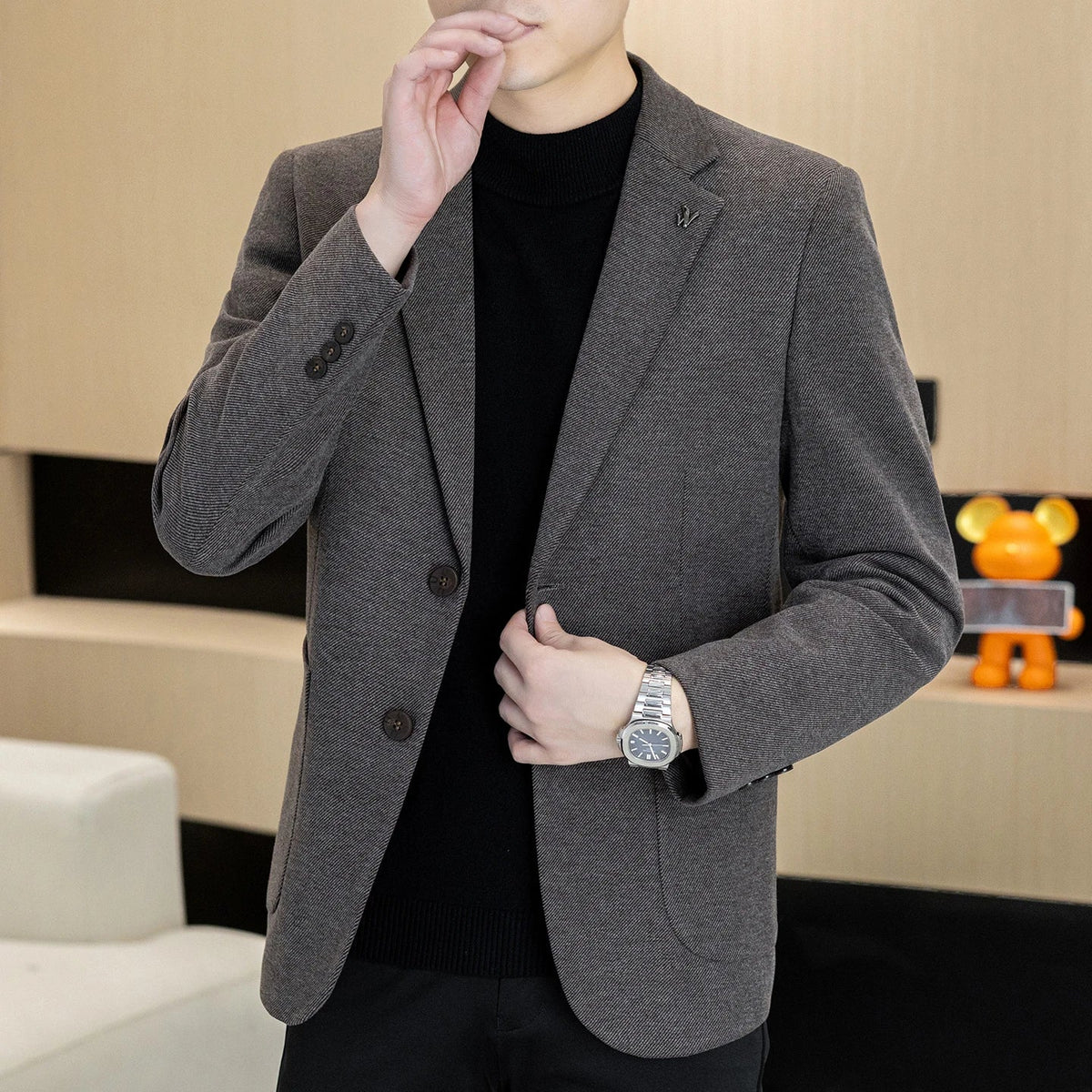 Men's Plus Size Single Breasted Casual Business Blazer – Autumn Winter