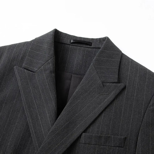 Men's Linen 3-Piece Slim Fit Suit – Blue & Beige | XS–6XL