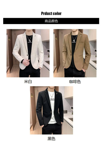 Blazer Outdoor Men's Velvet Fashion Business Korean-style Travel Wedding Solid Color Slimming Casual High Formal Wear Blazer