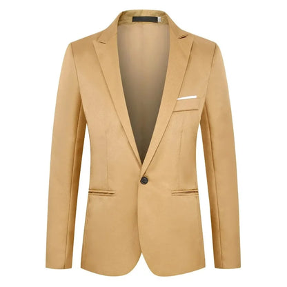 KIDWHXR Man Suit Jacket Slim Solid Single-breasted Suits Coats Men Long Sleeve Formal Business Party Wedding Blazer for Male