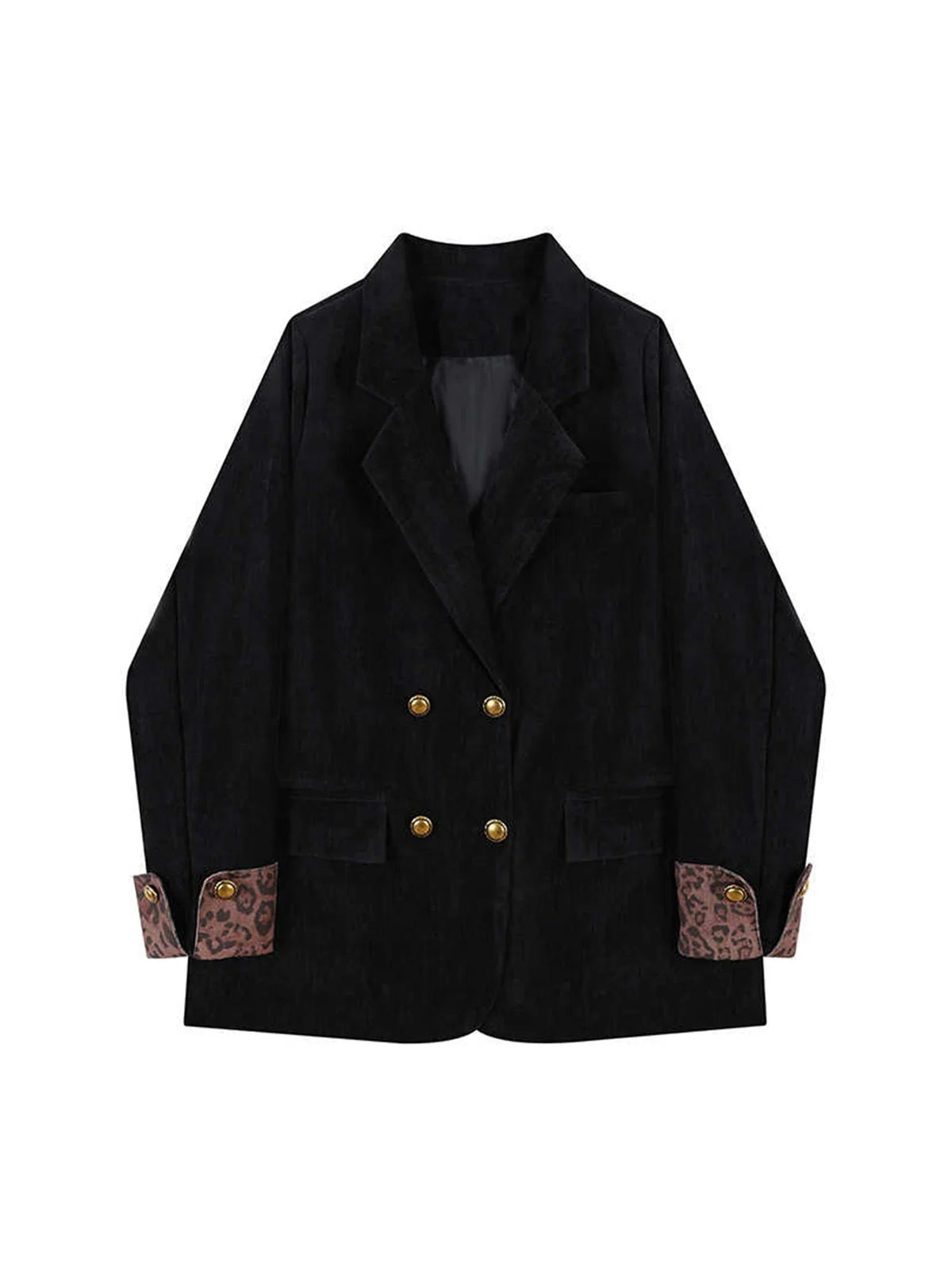 Women's Black Gothic Blazer Jacket Vintage Outerwear Leopard Patchwork Suit Coat Harajuku Long Sleeve Y2k Emo 2000s Clothes 2025