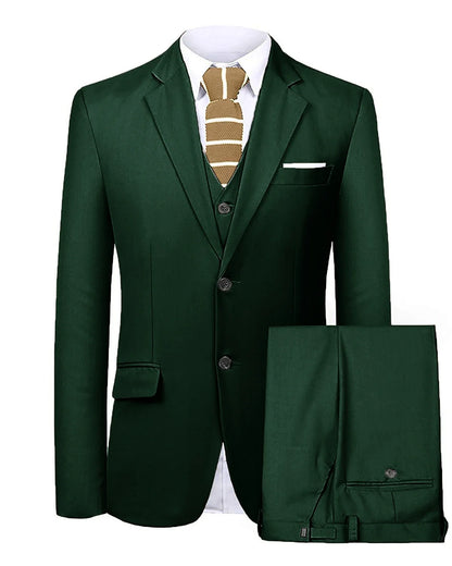 Men's 3 Pieces Suit Two Buttons Notch Lapel Jacket Waistcoat and Trousers Dinner Wedding Tuxedos Slim Fit Formal Business Suits