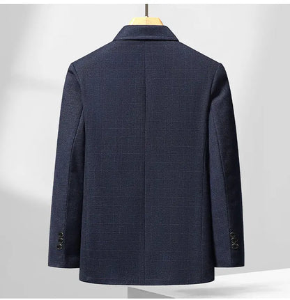 Men's Smart Casual Blazer Single Breasted Checkered Suit Jacket