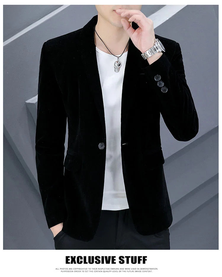 2025 Canary Suit Men's Velveteen Casual Small Suit British Style Business Single West Casual Clothes Trend Youth Handsome Shirt