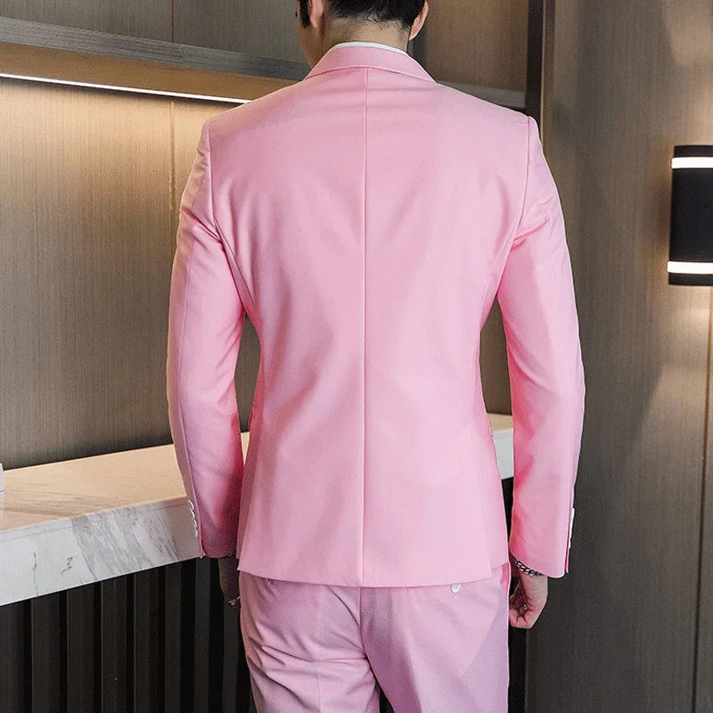 Men's Double-Breasted Suit Jacket and Trousers – Formal Business & Wedding 2-Piece Set