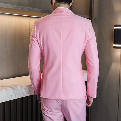 Men's Double-Breasted Suit Jacket and Trousers – Formal Business & Wedding 2-Piece Set