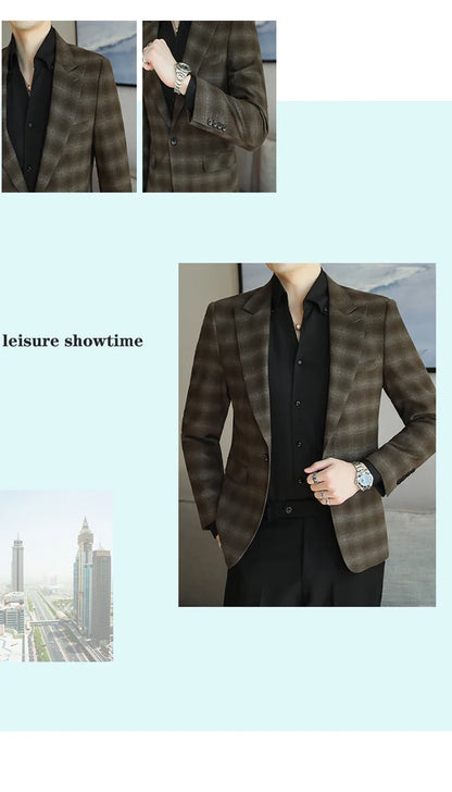 Men's Slim Fit Army Green Casual Blazer – Single Breasted Smart Casual Suit Jacket