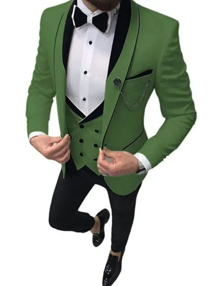 Custom Made Navy Blue Wedding Suits For Men Slim Fit Prom Party Suits Groom Tuxedos 3 Pieces Formal Men Suits Jacket+Pants+Vest
