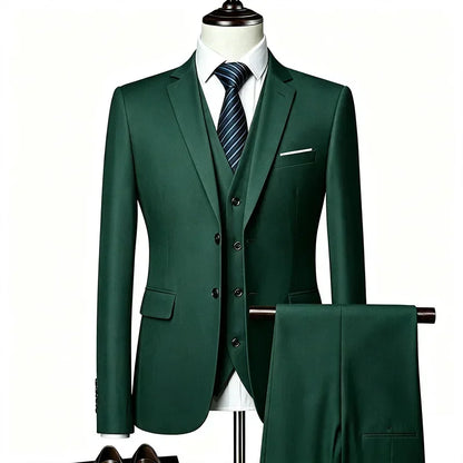 Men's 3 Pieces Suit Elegant Solid Slim Fit Single Breasted Party Blazer Vest Pants Set
