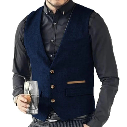 Men's Formal Vest Single Breasted Tweed Herringbone for Weddings & Banquets