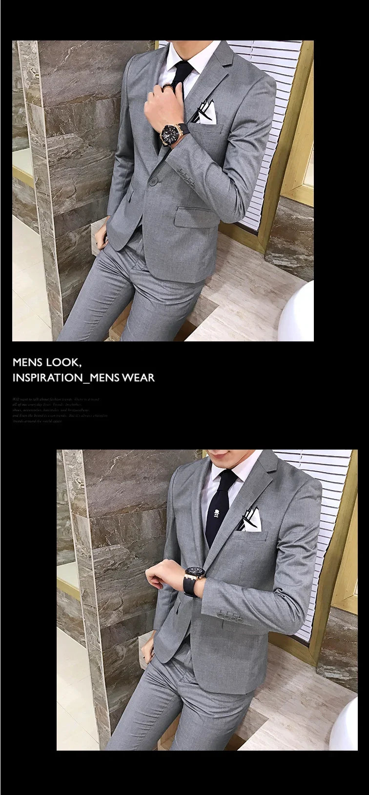 Men's Slim Fit 3-Piece Suit – Blazer, Vest & Pants for Business, Wedding & Smart Casual Wear