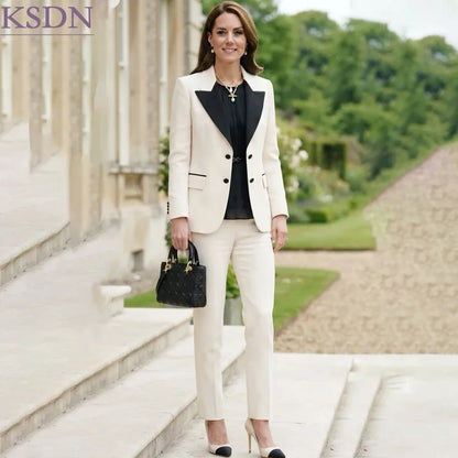 Modern Slim Fit Women's Suits Customized Peak Lapel Blazer High Quality Office Ladies 2 Piece Jacket Pants Outerwear