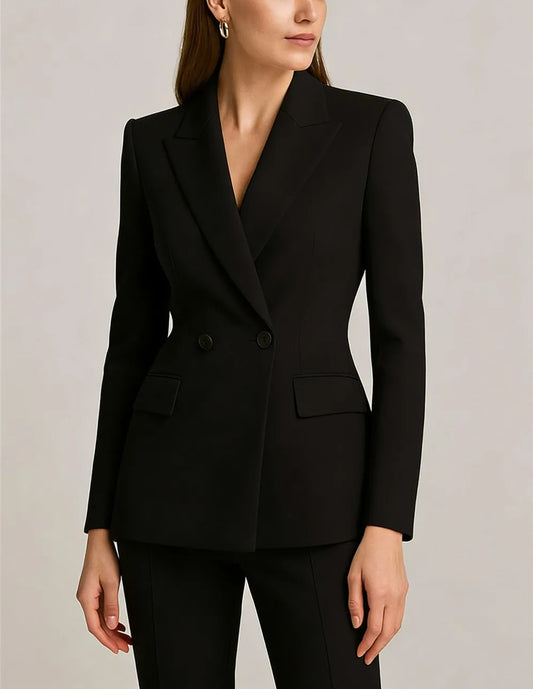 Two-Piece Suit Women’s Designer Pink Pant Suit Set Luxury Double-Breasted Coat Pant Tailored Suit Wedding Guest Outfit Elegant