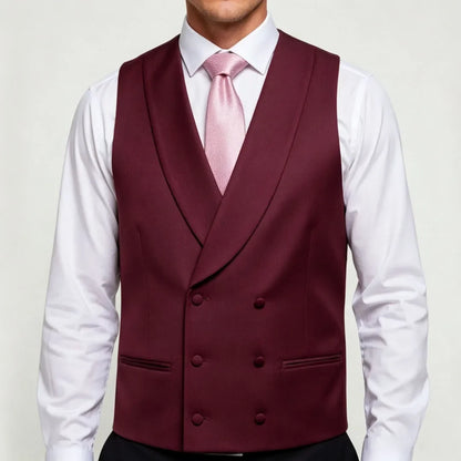 Men's Double Breasted Vest – Formal Lapel Waistcoat for Wedding & Business