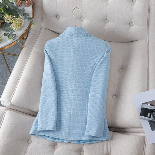 Women's Spring Fashion Blazers Thick Polyester Fabric Folded Design Small Suit Jackets Coats for Ladies Quality Ladies' Wear