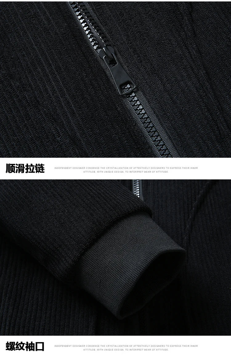 Men's High-Quality Corduroy Jacket Plus Size Lapel Thick Autumn Winter Warm Casual Gown for Older Generations