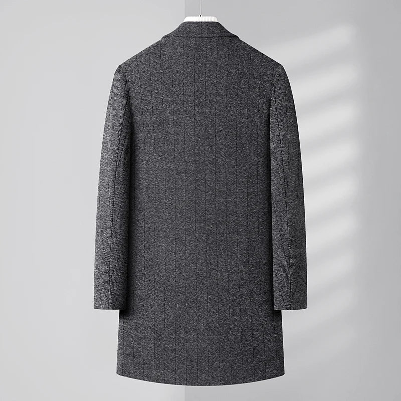 Mens Designer Knitted Wool Stretch Coat Casual Business Handsome Overcoat High Quality Fashion 2024