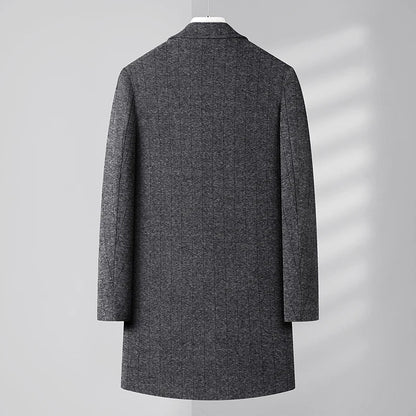 Mens Designer Knitted Wool Stretch Coat Casual Business Handsome Overcoat High Quality Fashion 2024