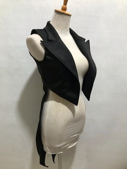 Swallow Tail Vest For Woman Nightclub Magician Stage Costume Festival Party Jazz Dance Sleeveless Tailcoat Waistcoat