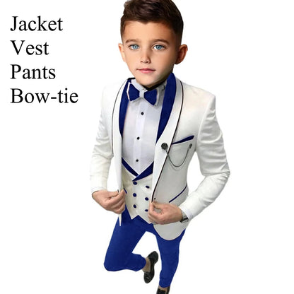 Boys 3-Piece Slim Fit Suit Set for Kids Wedding Prom and Formal Occasions