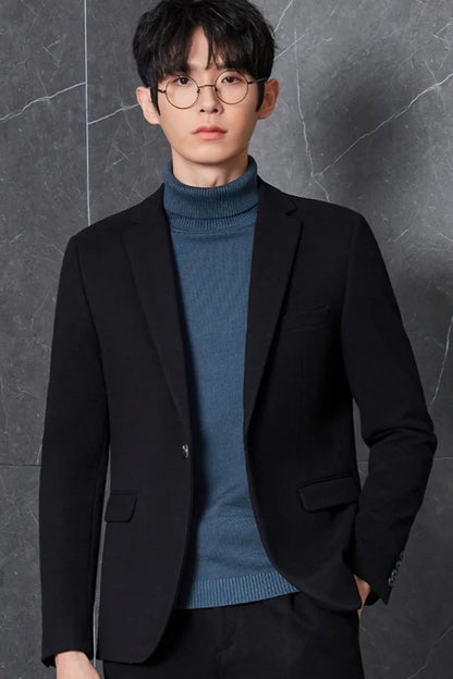 Men's Premium Wool Blend Blazer Coat Autumn Winter Thickened Korean Style Casual Business Smart Casual Elegant Outerwear