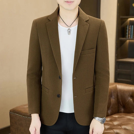 Men's Blazer Korean Style Single Breasted Smart Casual Suit Jacket for Party and Formal Occasions
