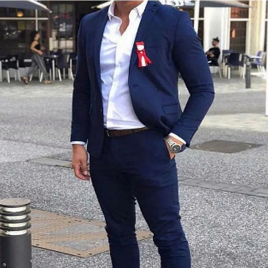 2 Pieces Green Men Suits Cotton Groom Tuxedos Lapel Modern Formal Coat+Pant Custom Made Party Suit Cheap