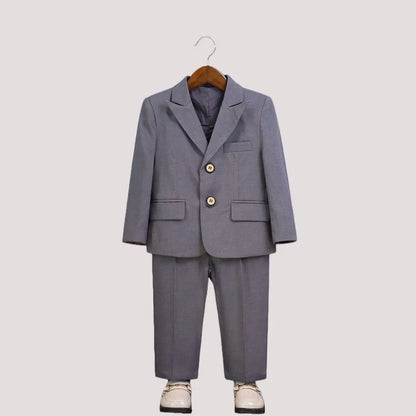 Boys Slim Fit Suit Set Kids Wedding Birthday Outfit Children's Performance Costume With Jacket Vest Pants Bowtie+Pocket Towel