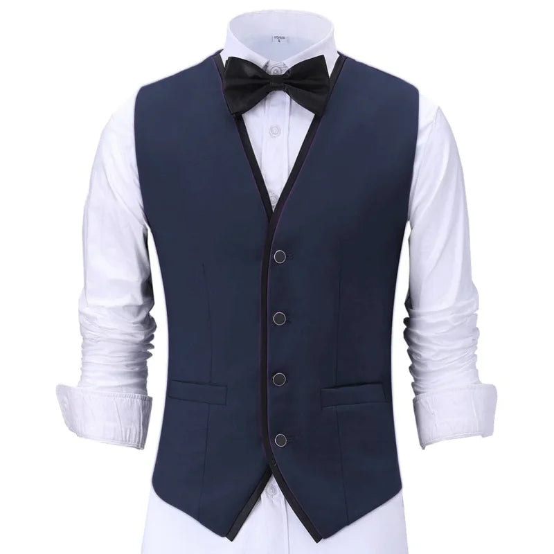 Men's Formal Vest Single Button Waistcoat for Weddings and Business