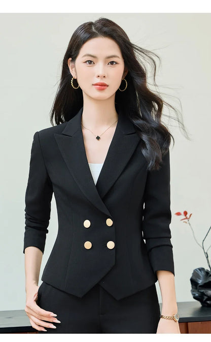 Fashionable professional women's clothing, high-quality two-piece pants + blazer, elegant temperament, beautiful charming