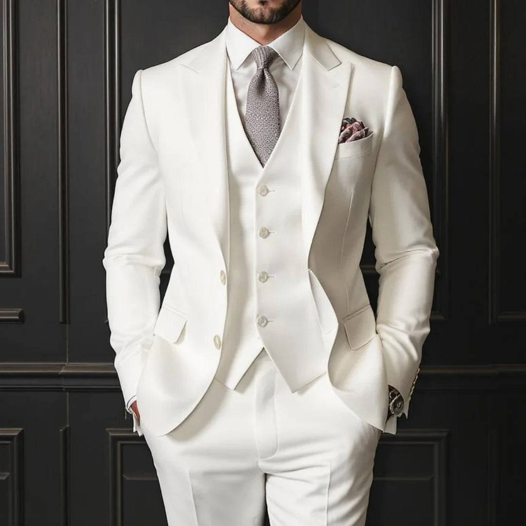 Men Suit 3 Pieces Gray Single Button With Lapel For Wedding Groom Banquet Party Prom Business Work Daily Jacket Vest With Pants
