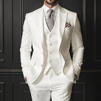 Men Suit 3 Pieces Gray Single Button With Lapel For Wedding Groom Banquet Party Prom Business Work Daily Jacket Vest With Pants
