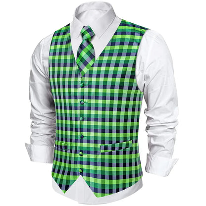 Men's Paisley Suit Vest with Tie and Handkerchief Set for Wedding and Prom