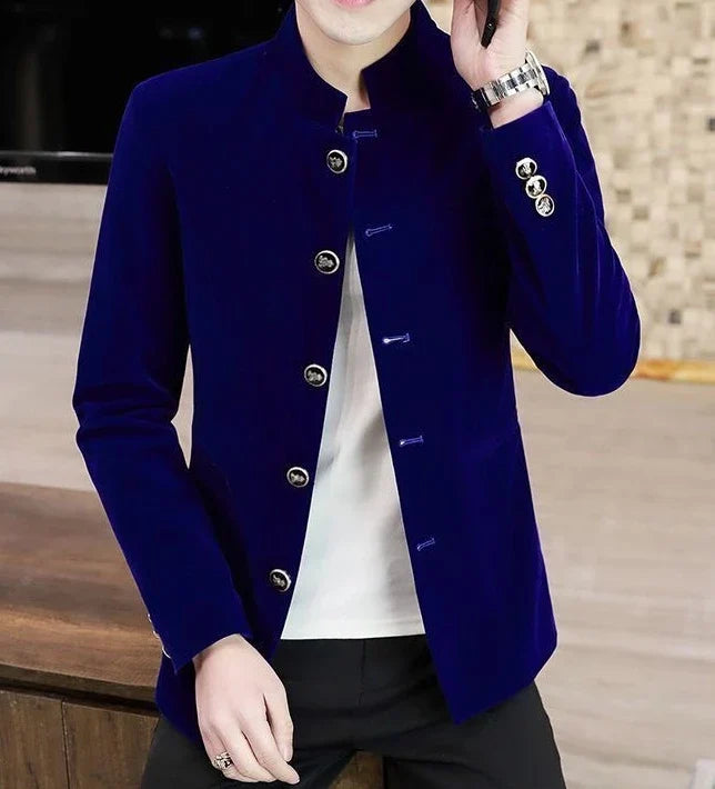 Slim Fit Velvet Man Suits and Blazers Single Models Clothing Korean Style Clothes Gentleman Elegant Jacket for Men New in Coats