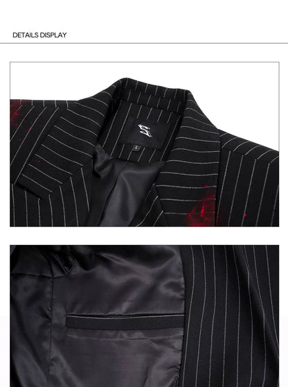 Ink Ejection Tie-dyed Pattern Stripe Printed Shoulder Pad Blazer Coat Men 2025 New Original Luxury Handsome Jacket JY4551