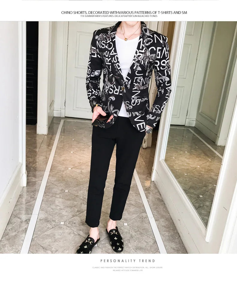 Men's Blazer Suit Jacket 2025 Spring New Fashion Korean Slim Suit Jacket Social Prom Dress Jacket Men's High Quality Clothing