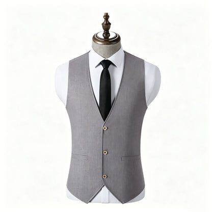 Men's Linen Waistcoat Slim Fit V-Neck Casual Suit Vest for Men