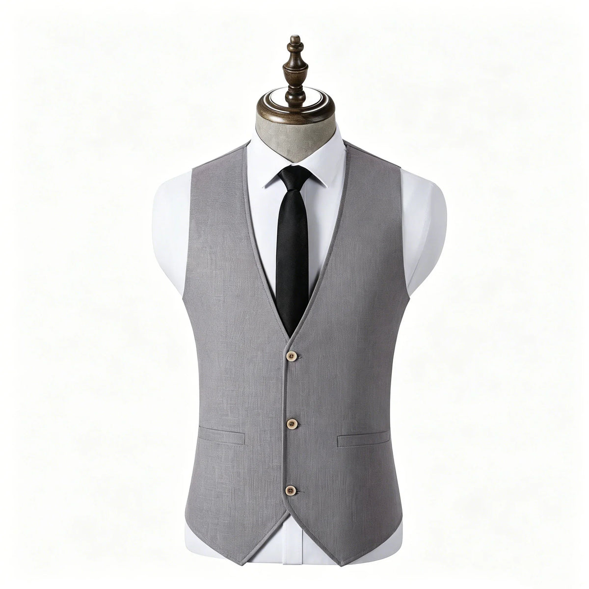 Men's Linen Waistcoat Slim Fit V-Neck Casual Suit Vest for Men